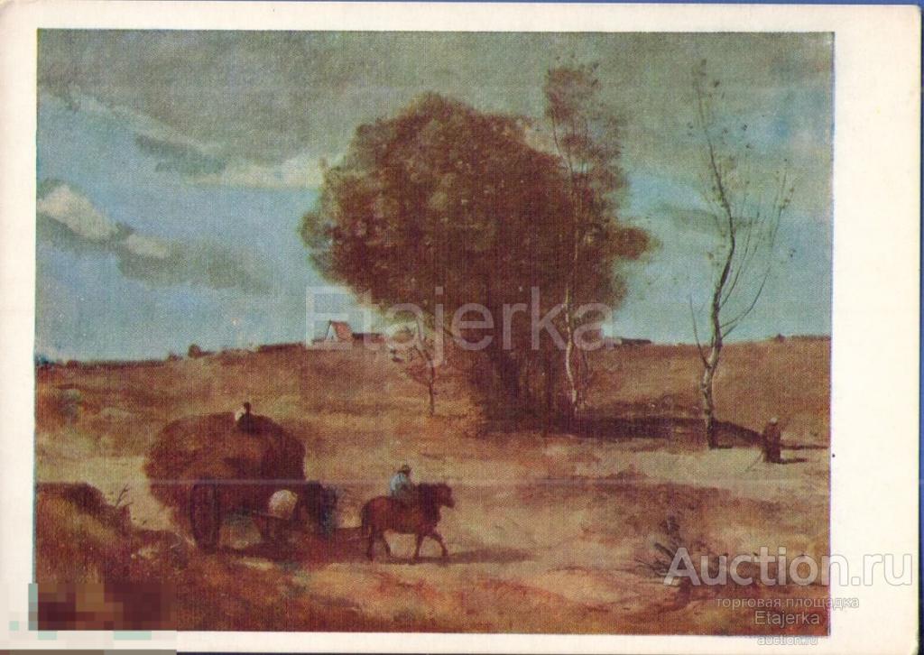 Повозка в дюнах .Коро   . 1972 . Живопись . Лошадь