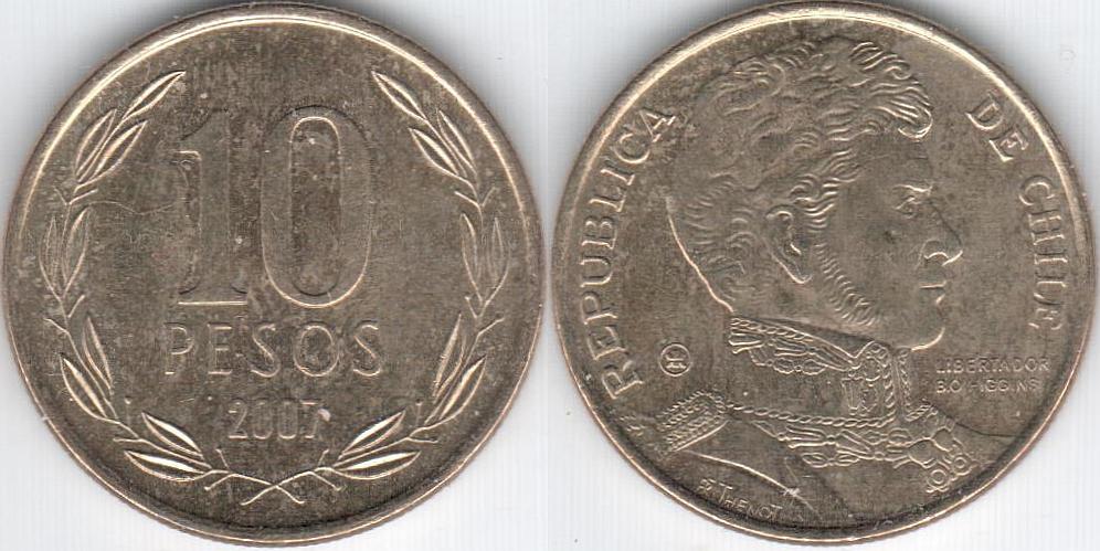 Чили 10 песо 2007 (ml) KM# 228.2