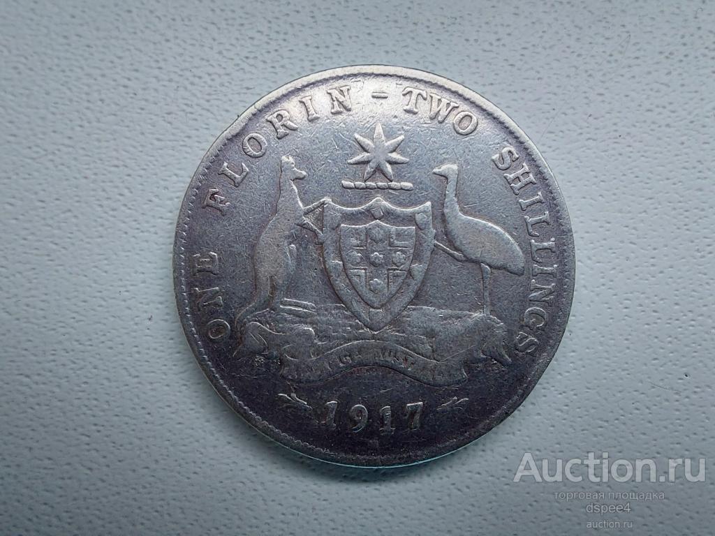 Австралия 1 флорин 2 шиллинга 1917 Георг V серебро