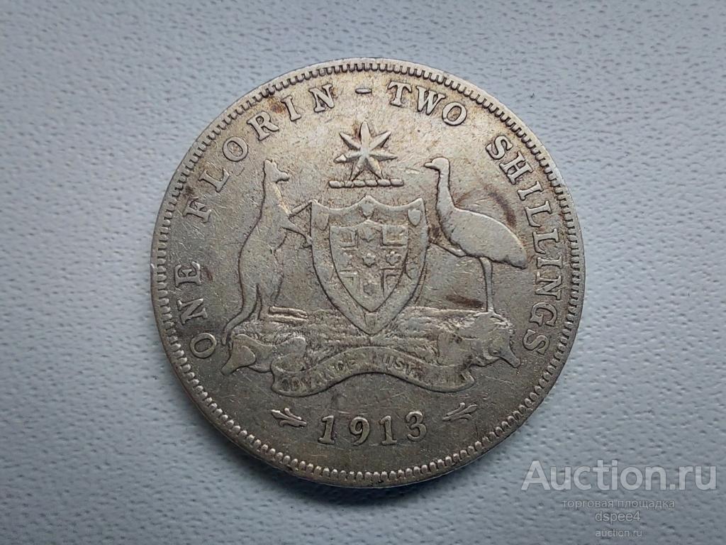 Австралия 1 флорин 2 шиллинга 1913 Георг V серебро R
