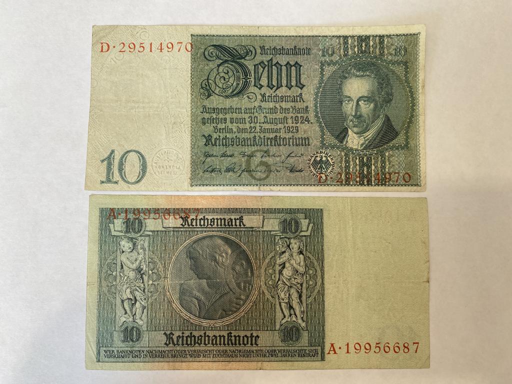 Купюра Банкнота  Германия 10 Марок 1924    А 44  Состояние