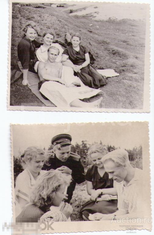 Фото СССР.На пляже голые.Военный.Гадание на картах.Девушки и парни.1955, 