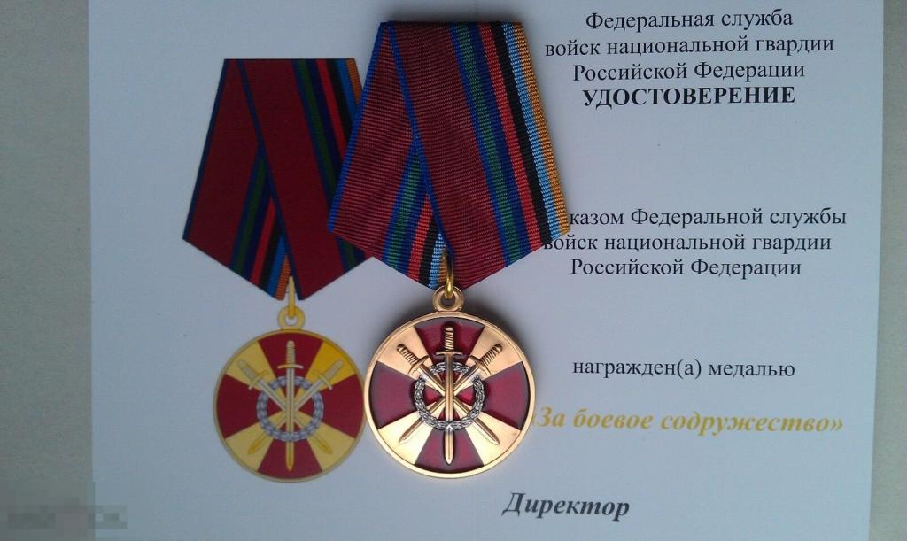 Медаль Росгвардии РОСГВАРДИЯ За боевое содружество ВВ МФЗ 