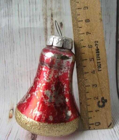 Игрушка ёлочная колокольчик красный ГДР