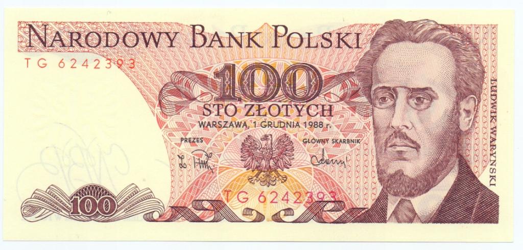100 злотых ТG 6242393  1986 Польша пресс