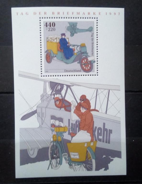 Блок. Германия 1997. День почтовой марки. Транспорт, самолет, автомобиль. MNH**