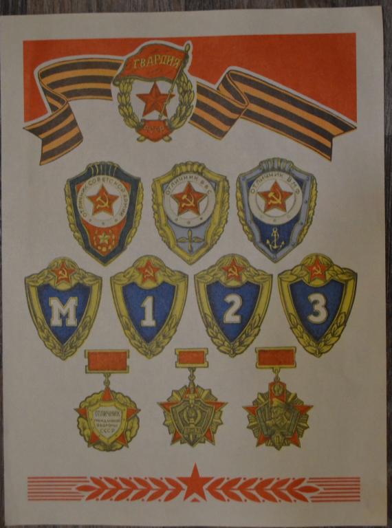 Плакат - Знаки отличия Советской Армии и Флота Гвардия 1979 год