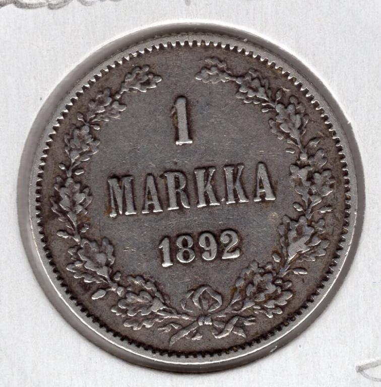 1 марка - Финляндия - 1892 - серебро 868