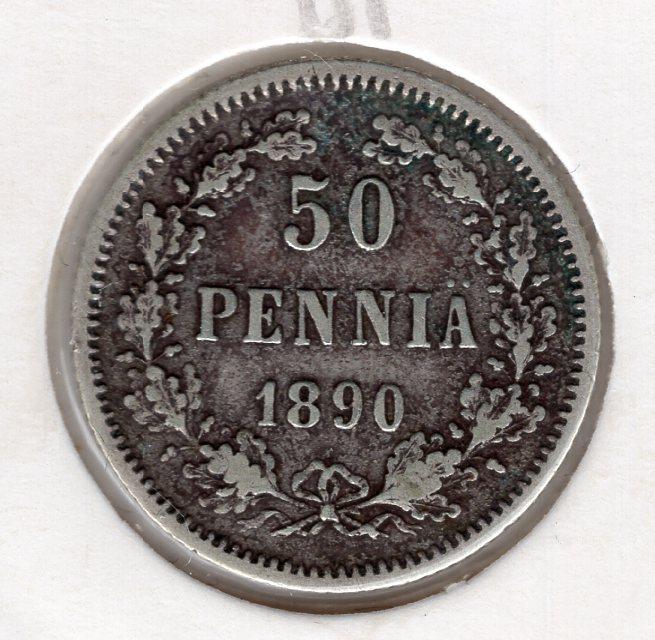 50 пенни - Финляндия - 1890 - серебро 750 - KM#2.2