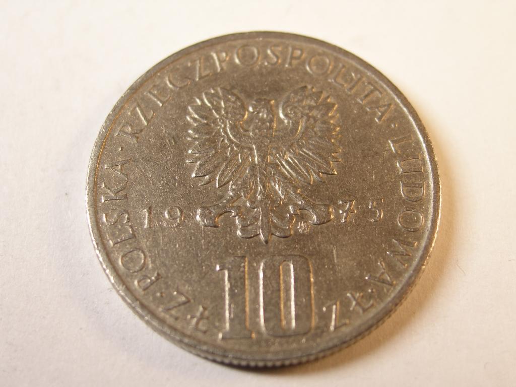 Польша.   10  злотых.  1975 год.    (2)
