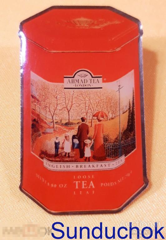 Сувенирный магнит "Чай Ахмад. AHMAD TEA" Красный. Металл.