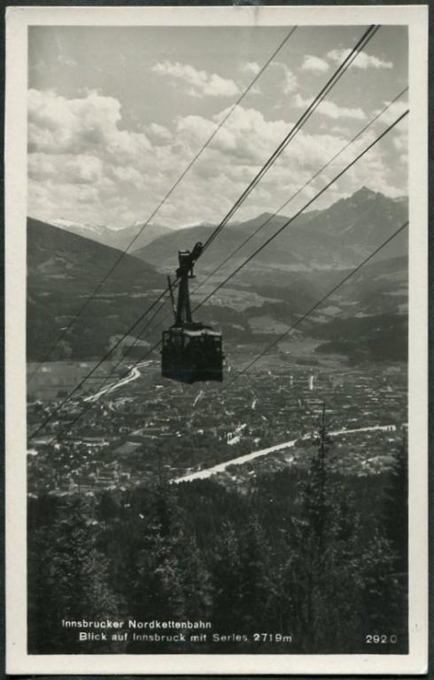 ПОДВЕСНАЯ КАНАТНАЯ ДОРОГА 1930-е Австрия Тироль Инсбрук Innsbrucker Nordkettenbahnen открытка