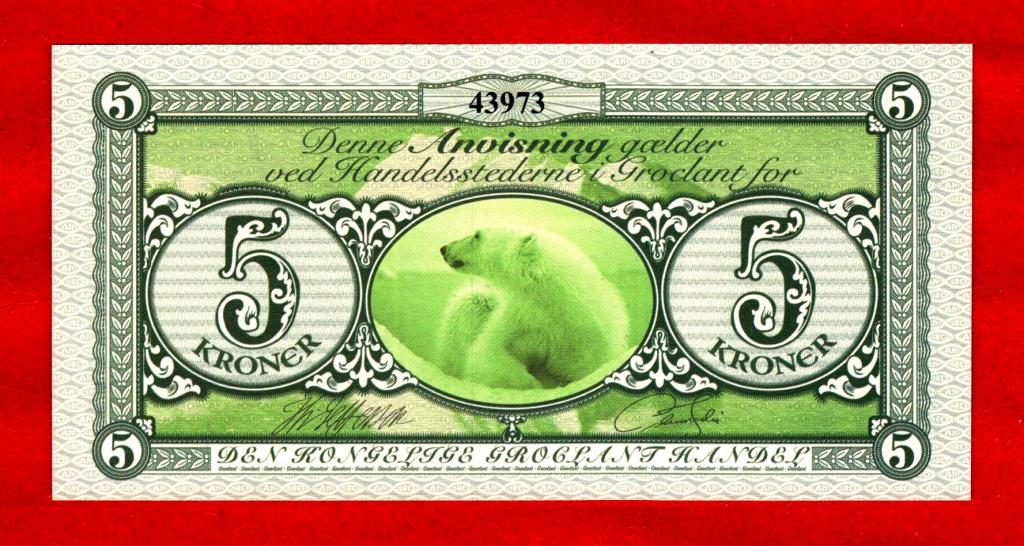 Остров Гроклант (Гренландия), 5 крон, 2018, UNC, Белый медведь, С  ВОДЯНЫМИ ЗНАКАМИ
