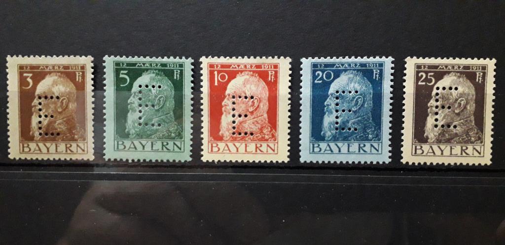 Германские земли. Бавария. Dienstmarken 1912. Mi#6-11. MNH (Полная серия)