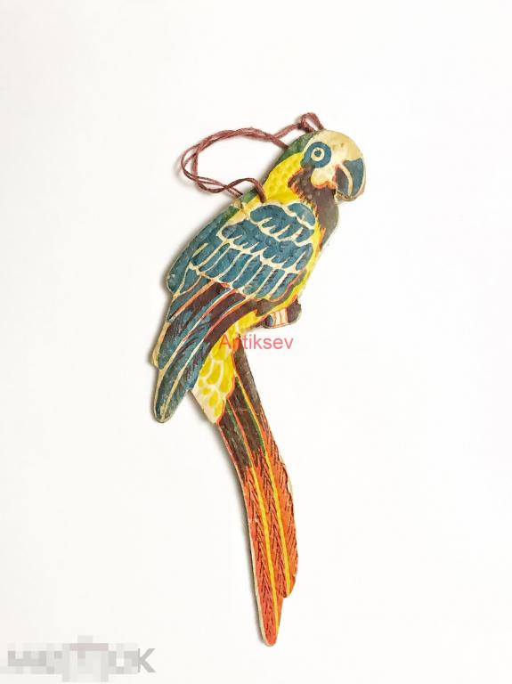 Ёлочная игрушка СССР картонаж  попугай 