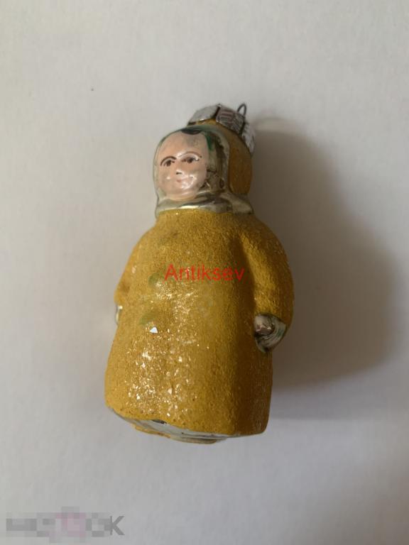 Ёлочная игрушка СССР подвеска девочка в шубе редкий окрас 
