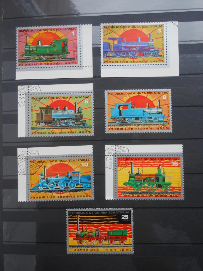 Экваториальная Гвинея. Паровозы. 7 марок(гаш.)