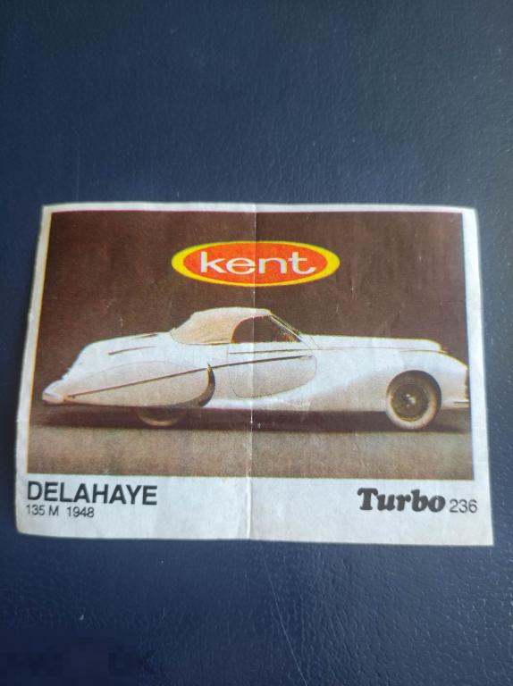 Вкладыш Turbo kent N° 236 DELAHAYE Турбо bubble gum авто автомобиль машина фантик 