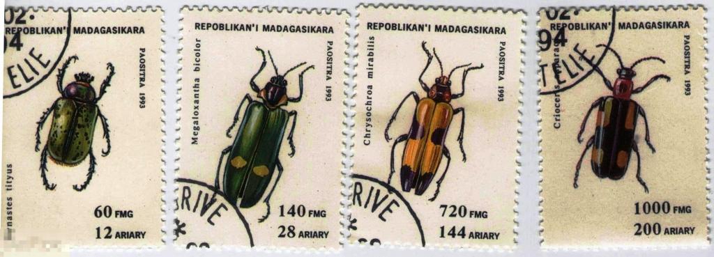 Мадагаскар 1993 - 94 Фауна Насекомые Жуки  - 4 марки из серии 