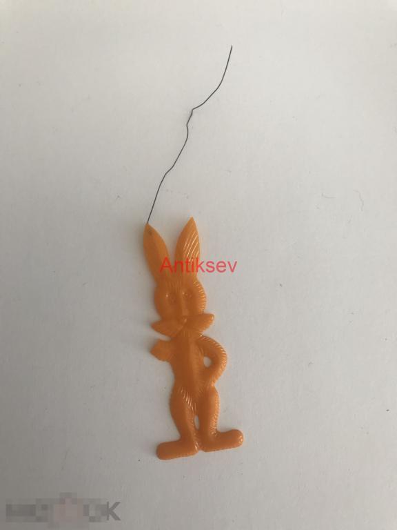 Ёлочная игрушка СССР колкий пластик заяц 