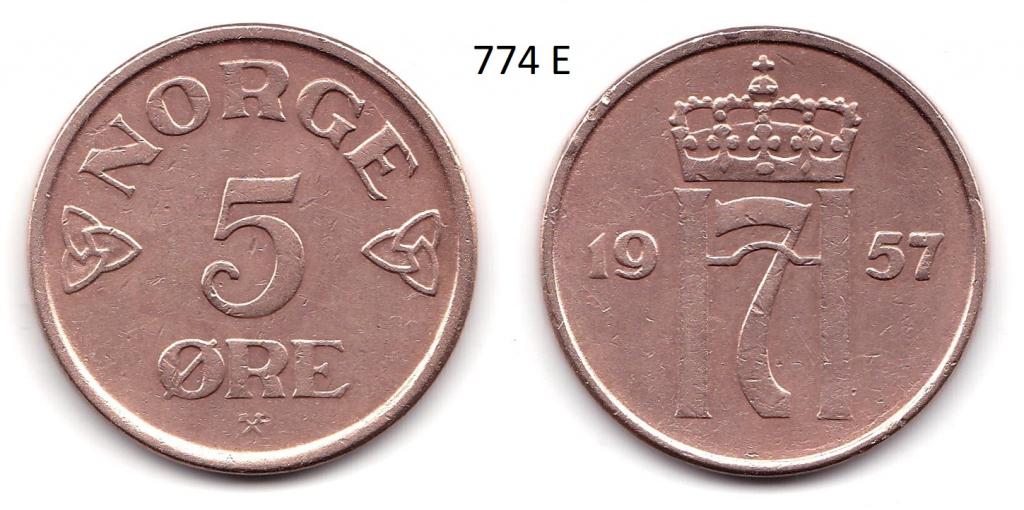 Норвегия. 5 эре. 1957 год.