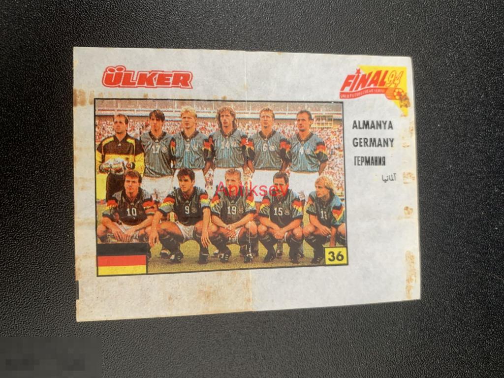 Вкладыш футбол Ulker Final 94 № 36 