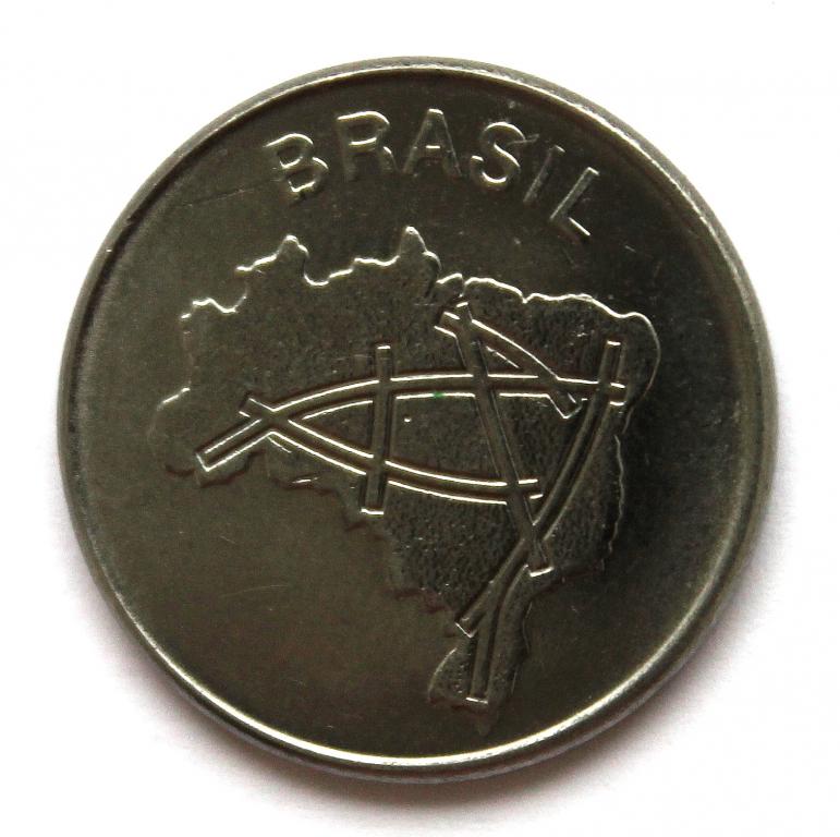 БРАЗИЛИЯ 10 крузейро 1984 (KM# 592.1) UNC «КАРТА БРАЗИЛИИ»
