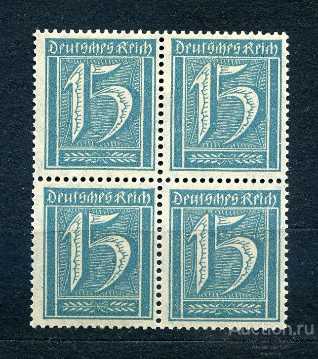 !!! Германия 1921 мих160 стандарт ВЗ УЗКИЕ ВЕРТИК РОМБЫ 15 КВАРТ сост**