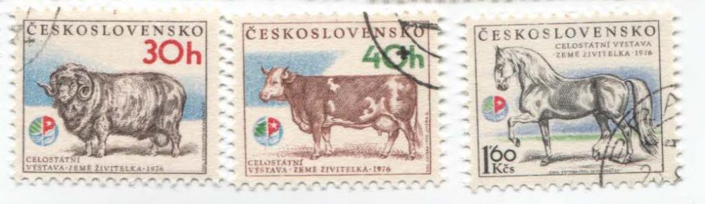 1976 Чехословакия сельскохозяйственная выставка баран бык лошадь 3м.гаш