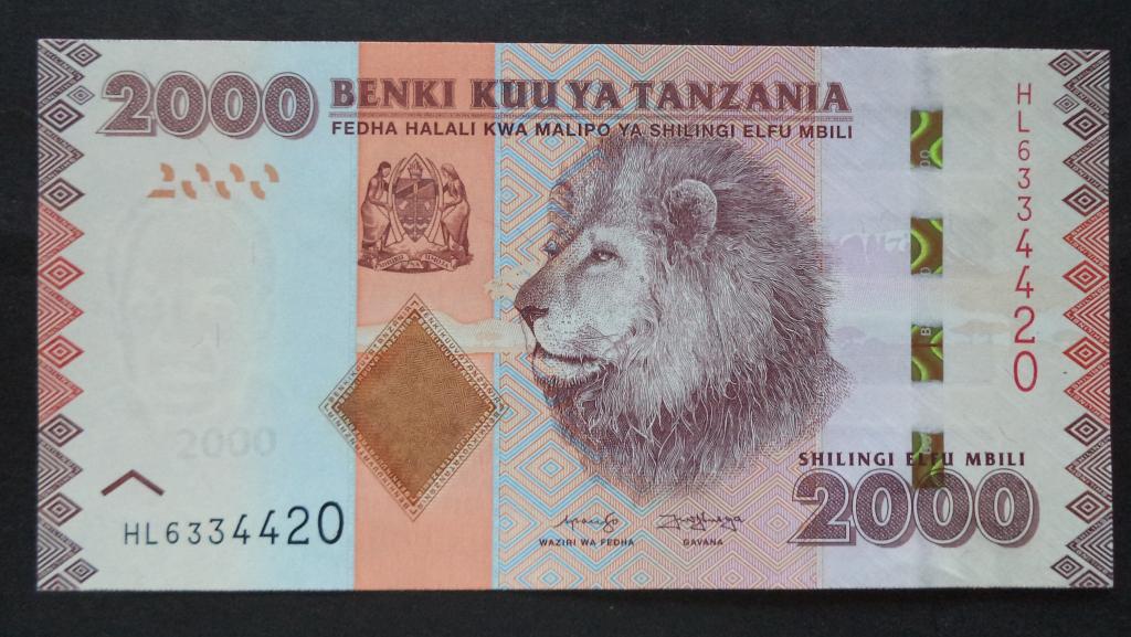 Танзания  2000 шиллингов  2020 год  UNC