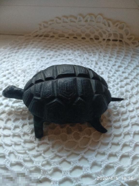 Статуэтка времён СССР. Чугун, литьё. Черепашка шкатулка. 