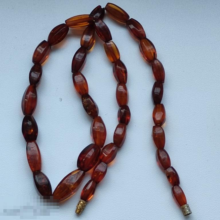 Бусы натуральный, граненый янтарь. СССР. Коньячный цвет. 