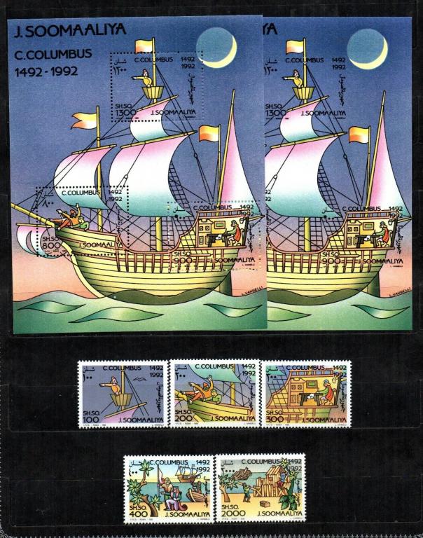 Сомали,1992,Ми-448-52+бл.27а,в**Колумб