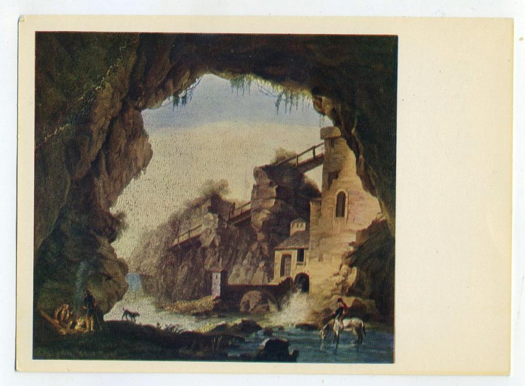 Джакомо Раффаэлли - Плакетка Грот в Тиволи - живопись (Л-53)