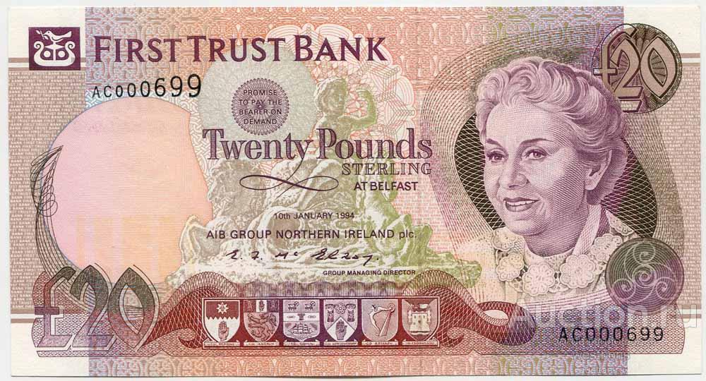 Северная Ирландия 20 фунтов 1994 г. KM 133a UNC