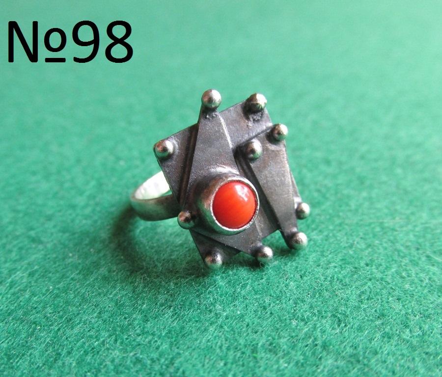 Кольцо серебро 925 №98 Коралл