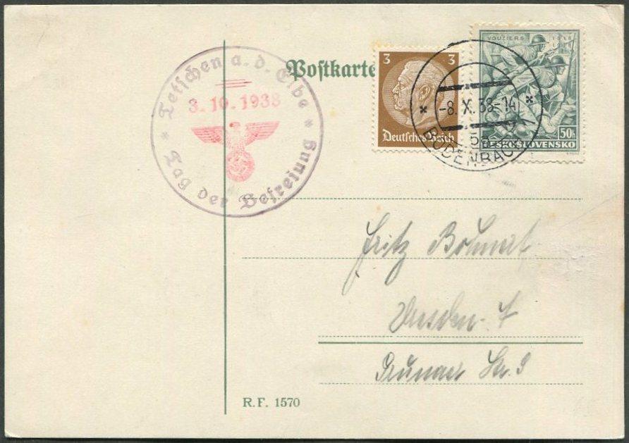 СУДЕТЫ 1938 Sudetenland Германия BODENBACH (Podmokly) + TETSCHEN (Děčín) СГ оккупация Чехословакии