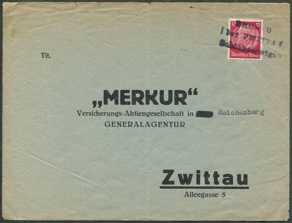 СУДЕТЫ 1938 Sudetenland Германия BRÜSAU (Březová nad Svitavou) провизорий оккупация Чехословакии