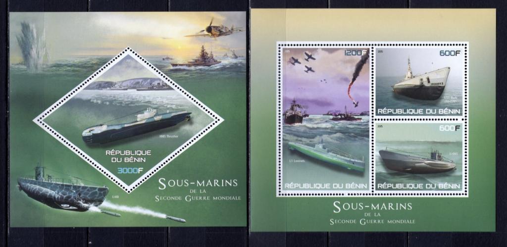 Бенин, 2015г., подводные лодки (лист+блок) **