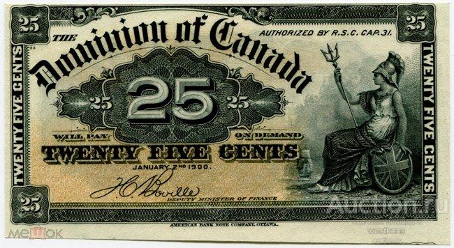 Канада 25 центов 1900 г. KM 9b UNC/UNC-