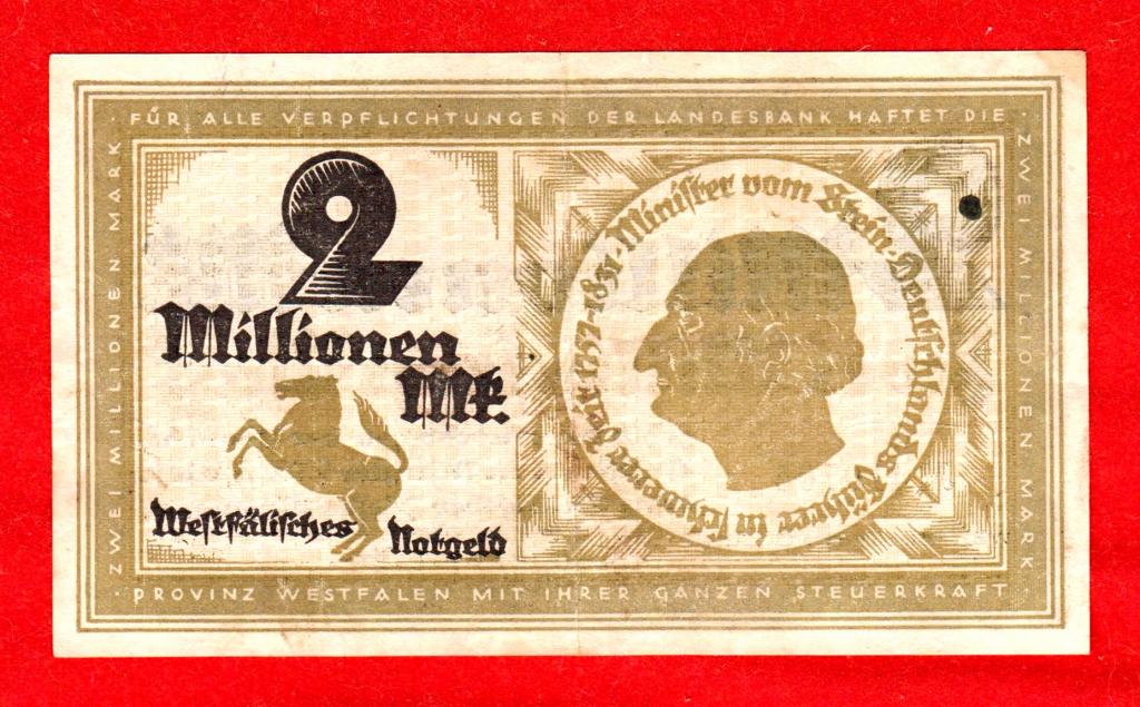 Германия, Вестфаленский Земельный банк, Мюнстер 2000000 марок 1923 VF+, 410705 ЧЕРНЫЙ НОМЕР, РЕДКИЕ