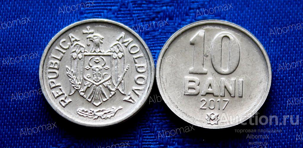 Молдова (Молдавия) 10 бани 2017г UNC регулярный чекан, погодовка, ходячка, Герб, Бык