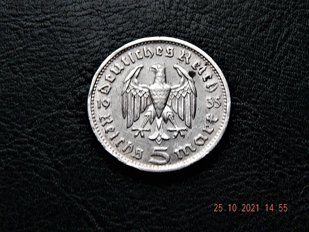 ГЕРМАНИЯ. РЕЙХ. 5 МАРОК 1935 год G. ГИНДЕНБУРГ