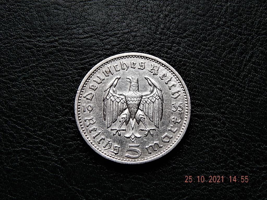ГЕРМАНИЯ. РЕЙХ. 5 МАРОК 1935 год E. ГИНДЕНБУРГ