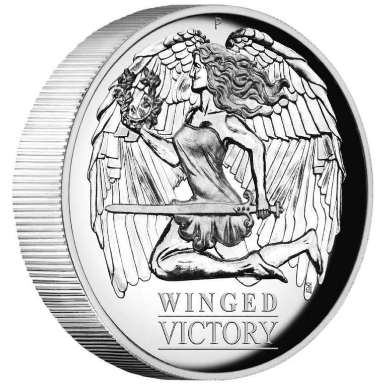 Серебряная монета весы. Winged Victory 1 oz серебро монета 1$ Австралия 2021. Богиня Победы монета. Монета серебро Ниуэ.