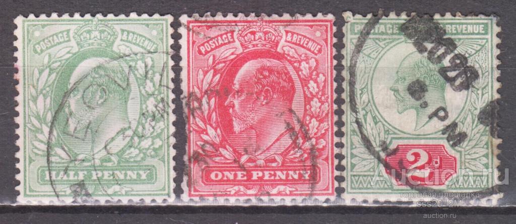 Великобритания 1902 Эдуард VII Mi103А,104А,106А