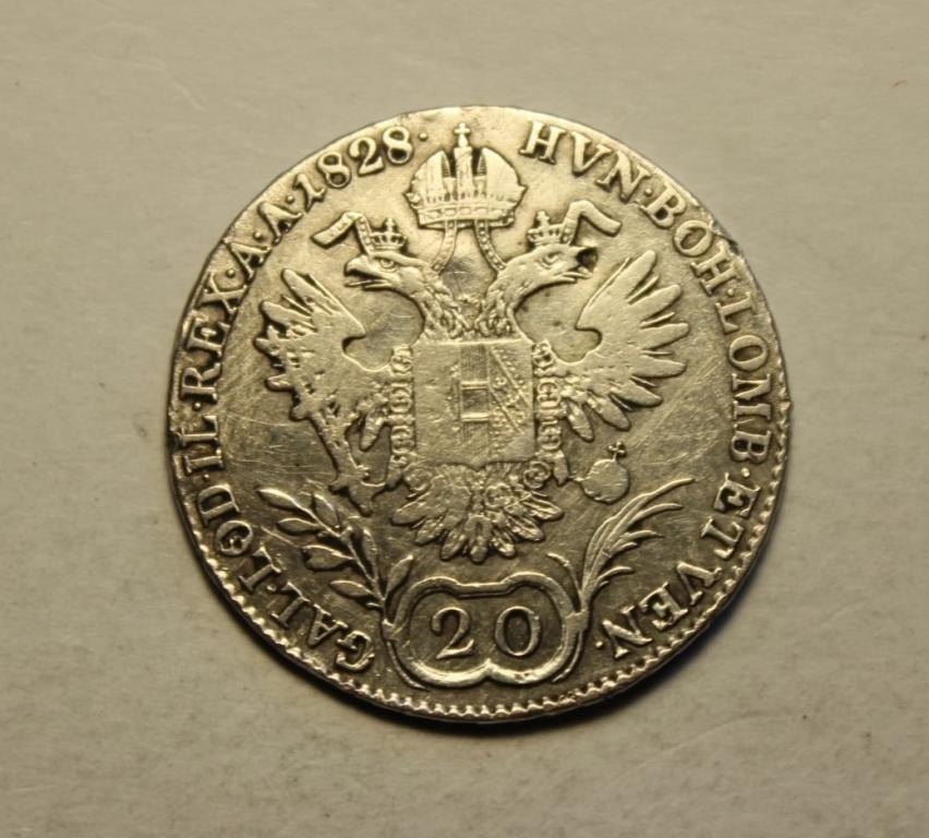 АВСТРИЯ 20 КРЕЙЦЕРОВ 1828 года. СОСТОЯНИЕ!  СЕРЕБРО. ОРИГИНАЛ.