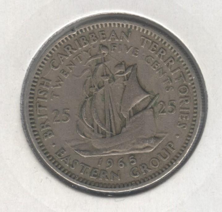 Восточно Карибские острова  25 центов 1965 г
