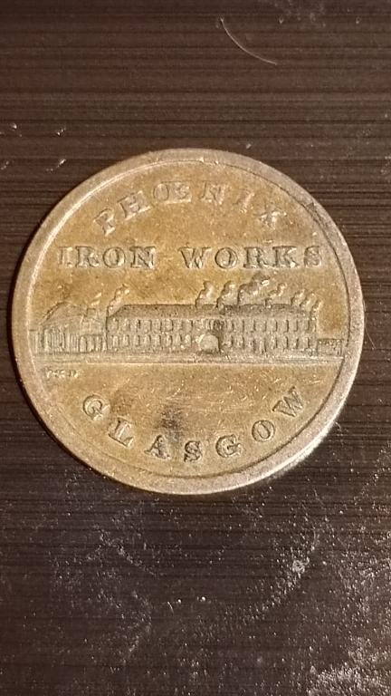 Великобритания Пенни (токен) "Глазго - Феникс Айронзерс" 1813 г. ОЧЕНЬ РЕДКАЯ в отличном состоянии
