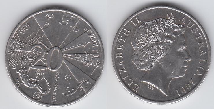 Австралия 20 центов 2001 Квинсленд